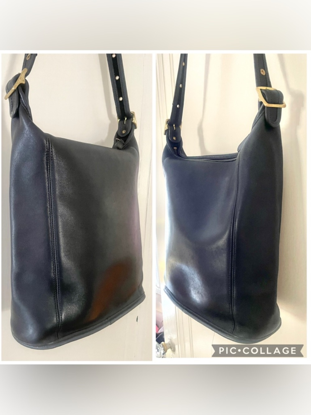 Vintage Coach Black Slim Duffle Sac Bucket Bag - Picture 6 of 16